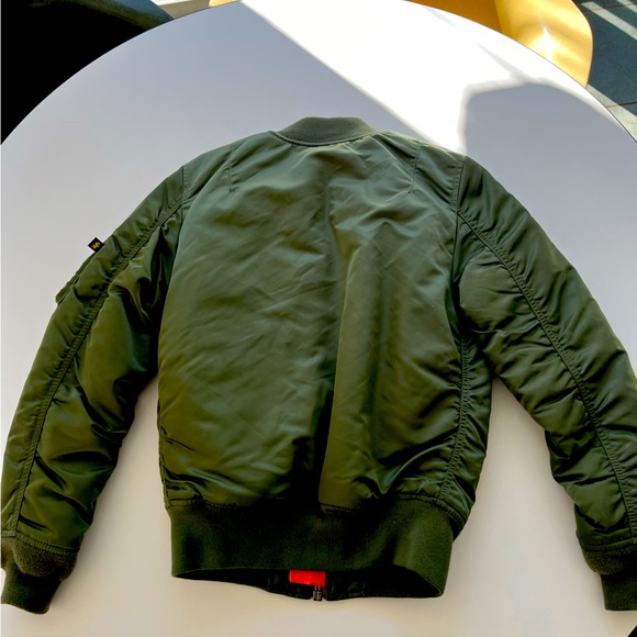 Alpha Industries Jacket Mens MA-1 Pilot Flight Bomber Reversible Green & Orange - Picture 2 of 11